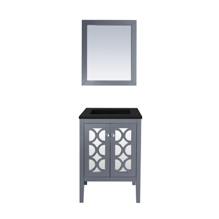 Laviva Mediterraneo, 24, Gry Cabinet & Matte Blk Stone Surface Countertop 313MKSH-24G-MB